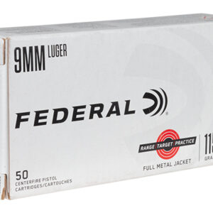 Federal Range Target Practice Ammunition 9mm 115gr FMJ Brass 50rd