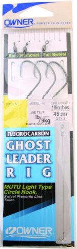 Owner 5214-101 Ghost Leader Fluorocarbon 3Pk w/Light Circle Sz1