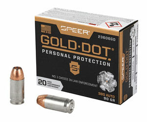 Speer Gold Dot Ammunition 380 ACP 90gr HP 20rd