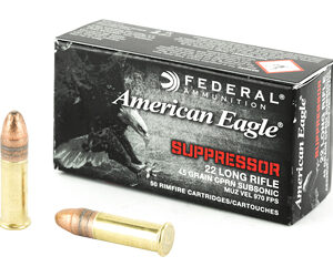 Federal American Eagle Suppressor Ammunition 22LR 45gr FMJ 50rd