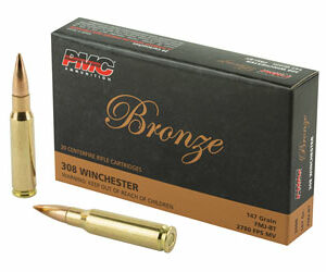 PMC Bronze Ammunition .308 Winchester 147gr FMJ 20rd