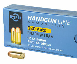 PPU Ammunition 380ACP FMJ 94gr 50rd