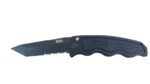 SOG Tactical Auto Folding Knife, Black TiNi Coated, Tanto Blade, Half Serrated, ST-04