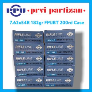PPU Ammunition 7.62x54R 182gr FMJ 200rd Case