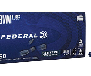 Federal Synthetic Defense Ammunition 9mm 138gr SJHP 50rd