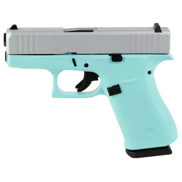 Glock 43X 9mm 3.41 Barrel 10rd Robins Egg Silver 2 Mags