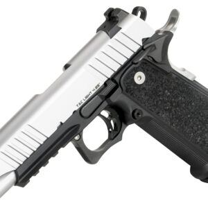 Bul Armory Tac Light SAS II Pistol chambered in 9mm with a stainless slide and black aluminum frame