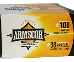 Armscor .38 Special 158 Grain Full Metal Jacket (FMJ) Ammunition - 100 Rounds at 1200 Feet Per Second (fps)