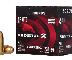 Federal American Eagle 45 ACP 230 Grain Full Metal Jacket (FMJ) Ammo - 50 Rounds/Box, 500 Rounds/Case