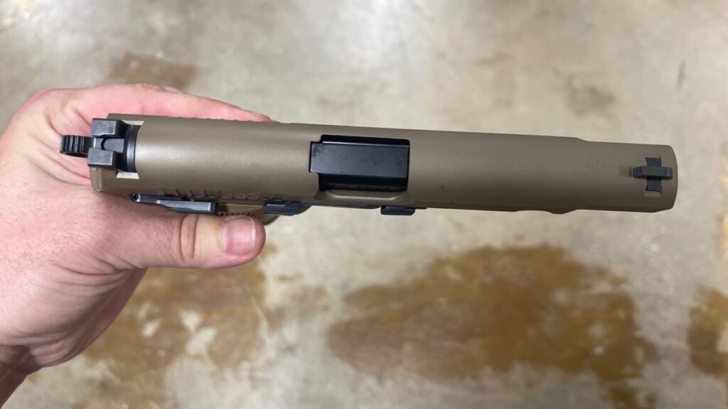 Top view of the FN High Power Pistol in FDE