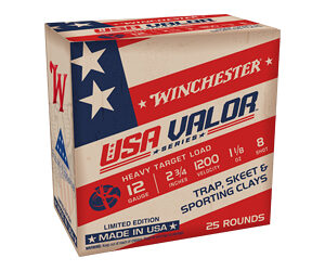 Winchester USA Valor 12 Gauge 2.75 Inch Number 8 Shot 25 Rounds Box (250 Rounds Case)