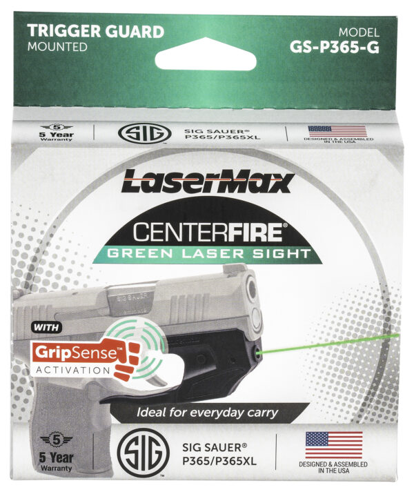 LaserMax Centerfire Green Laser with GripSense for Sig Sauer P365/P365 SAS/P365 XL