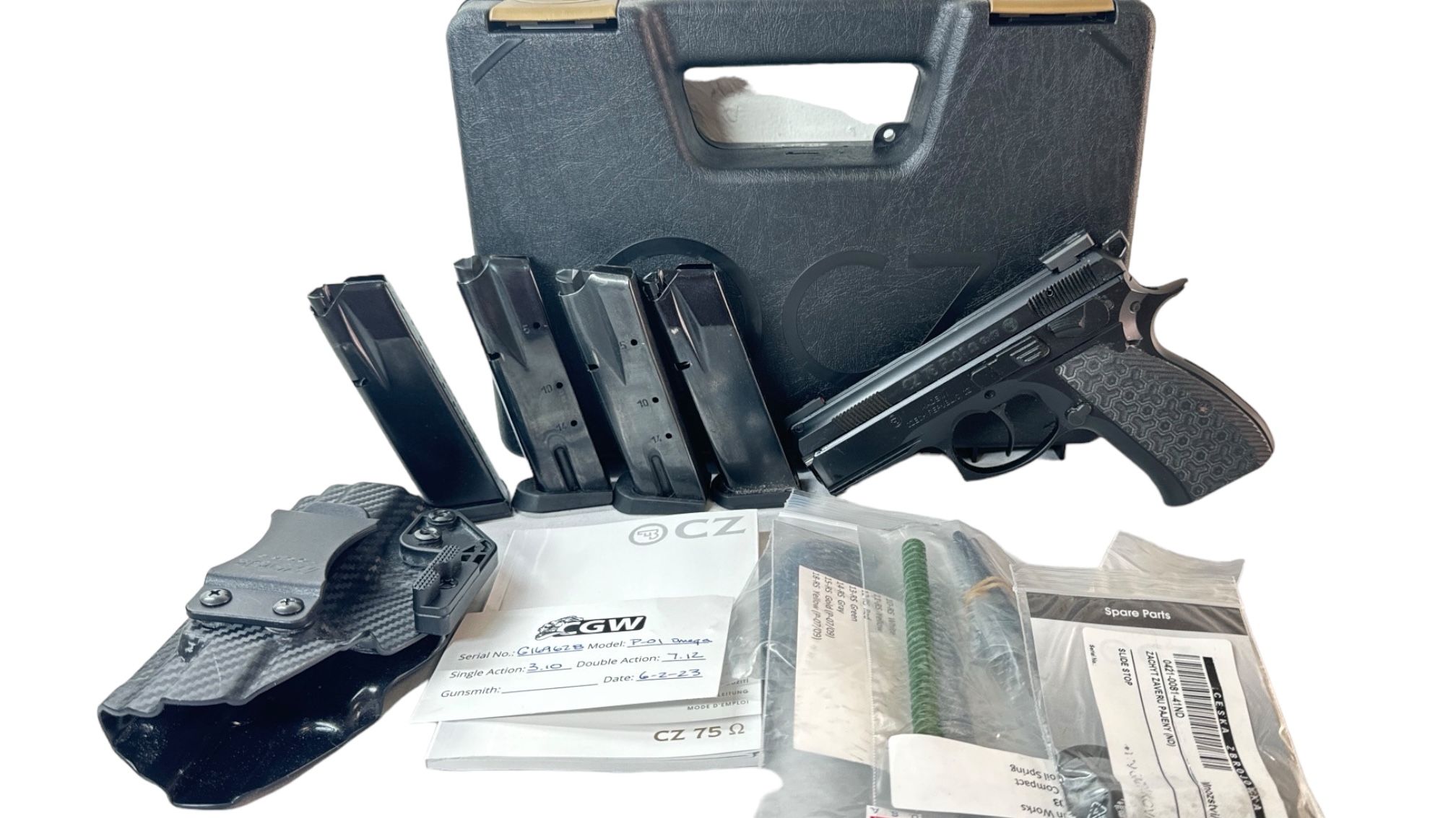 CZ 75 P-01 Omega Aluminum 9mm 3.75" 14rd - OG Case 4 Mags Cajun Trigger-img-0