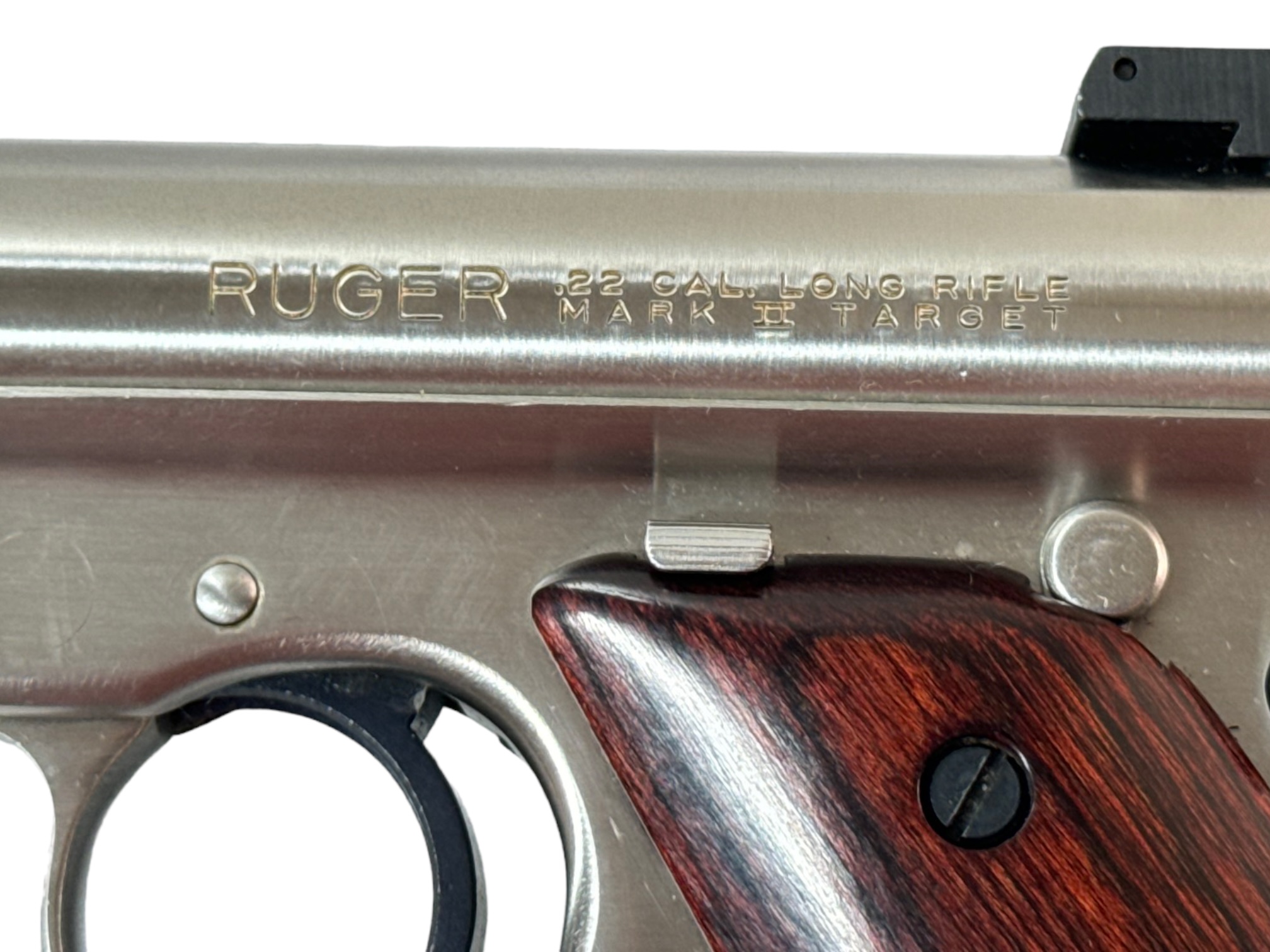 Ruger Mark II Target 22LR 5.5" Bull Stainless - Jeweled Bolt Grips 3 Mags-img-4