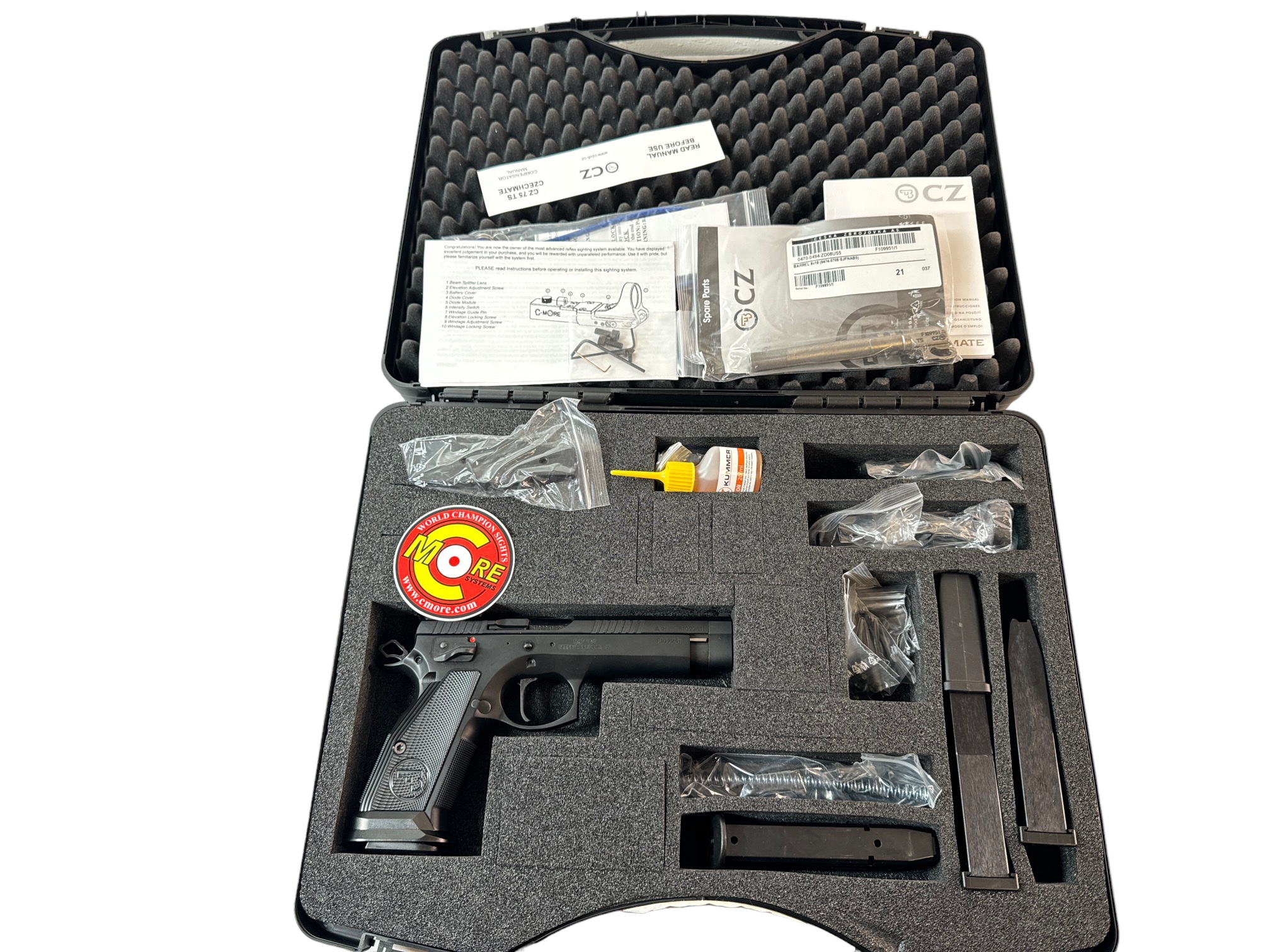 CZ 75 TS Czechmate 9mm 5" 20rd C-More Red SAO - OG Case 4 Mags-img-0