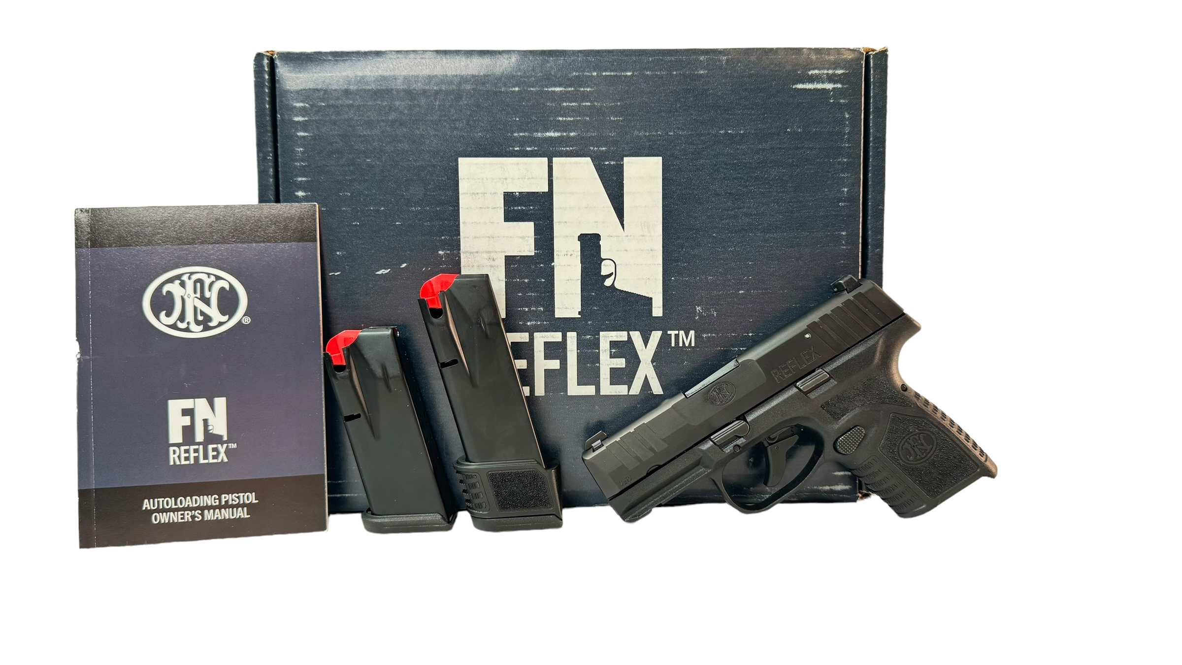 FN Reflex 9mm 3.3" 15rd & 11rd Night Sight Black - OG Box 2 Mags-img-0
